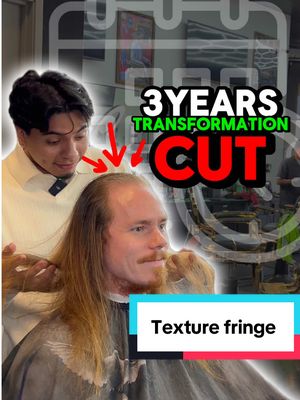 A post by @j_da_barberr on TikTok caption: Insane Texture Fringe receding hairline transformation haircut. My Client did not get a haircut for over three years and was stuck with his confidence and didn’t know what Haircut to get it was also his first time. Going to a actual Barber shop so He saw me from his moms TikTok and his Girl also recommended me to come with me so I gave him a Texture Fringe for the blowout Taper haircut him and his wife were the most happiest couple ever after the end result. Link in bio to book an appointment 💈 #chicagobarber #j_da_barberr #chicago #chicagobarbers #berwyn #berwynbarber #cicerobarber #transformation #fyp #savinghim 