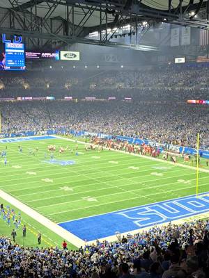 A post by @nickthetraveler on TikTok caption: Here at the Lions game to see them win.....only 2 wins from the Superbowl. Insane atmosphere 