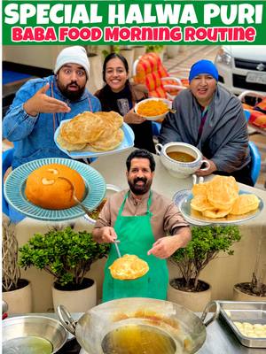 A post by @babafoodsrrc on TikTok caption: BaBa Special HALWA PURI For Family 😍 | WINTER 🥶 Morning Routine by #chefrizwanch #familyvlog #viralvideo #foryou #chicken #tiktokcookbook #shortvideo #3minutevideo #snacks ##purirecipe #softpori #easyporirecipe #Halwapuri #poorirecipe #purirecipe #WINTER🥶Morning #LahoriChanay #ParathaBreakfast🍳#babafood #wintercooking #familyvlog #villagecooking #villagevlog #cookingvlog #villageroutine #morningroution #breakfast #winter #cookinginwinters 