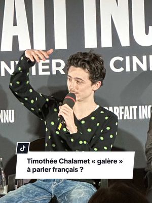 A post by @assurementdrole on TikTok caption: De passage à Paris pour la promo du film « Un parfait Inconnu » dans lequel il interprète la légende Bob Dylan, Timothée Chalamet a fait l’effort de répondre aux questions en français 🥹 #timotheechalamet #timotheechalametedit #kyliejenner #interview #france #français #paris 