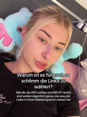 A post by @mitchshady on TikTok caption: Die AFD ist eine Partei für Reiche Menschen und nicht für normale Bürger. Die Linke möchte eine soziale Gerechtigkeit mehr Steuern für Reiche und weniger für arme Menschen. Alle Sachen die den Mittelstand schützen hat die AFD abgelehnt. Wer als Frau die AFD wählt wählt gegen seine eigenen Rechte als Frau. #dielinke#neinzurafd#politik#fy#viral  