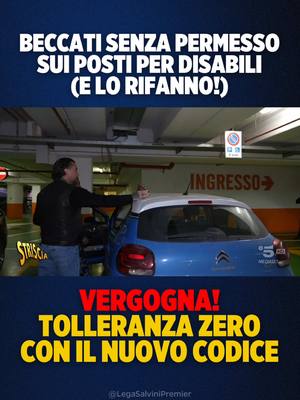 A post by @matteosalviniufficiale on TikTok caption: Che vergogna. Bene ha fatto Vittorio Brumotti a esporre questi vigliacchi, auspicando che serva da lezione. Grazie al nuovo Codice della Strada tolleranza zero per chi parcheggia sui posti per disabili, con multe fino a mille euro. È una questione di buonsenso e senso civico.