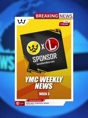 A post by @youngmoneyclan on TikTok caption: YMC Weekly News: New Sponsor, ASP WickedWayne Collab & Gozilla Takes Over! 🚀🎮 #YMCNews #FortniteNews #Fortnite #ymc @ymcsero @ripsuckers @waynebyrne @lovesharebuy @jpgaming2 @ymccannychart @z...fishy @flixybucaa @willbieles123pro @srtlurvyfn @ymc_squirrel