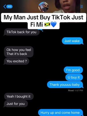 A post by @kashyuhmada on TikTok caption: My man thank you to my man 🤣💙 #tiktokback #tiktokban #fyp #jamaicantiktok #trump 