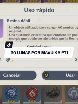 A post by @gacht8 on TikTok caption: 30 LUNAS POR MAVUIKA  #genshin #mavuika #GenshinImpact #navia 