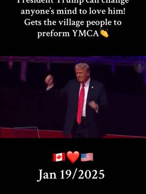 A post by @jaysgirl44 on TikTok caption: President Donald Trump convinces the village people to perform YMCA at his final rally before inauguration. Jan 19/2025 #cdn #cdnpolitics #cdnpoli #Canada #canada_life🇨🇦 #usa🇺🇸 #trump2024 #trump2020 