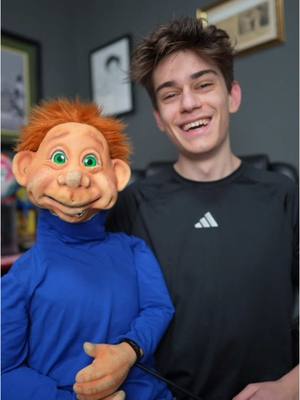 A post by @nikolasbushi on TikTok caption: Another Chris joke 😬🧑🏼‍🦰 #nikolasbushi #christhepuppetking #funny #lol #cool #tiktok #joke #ventriloquist #viral #fyp 