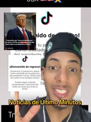 A post by @diamante2020rd on TikTok caption: El regreso de tik tok a USA 🇺🇸 gracias a Trump y el Propietario de Tik Tok por llegar a un acuerdo. #tiktoknews #noticias #noticiastiktok #noticiasen1minuto #noticiasdeultimahora #noticiastiktok #greenscreen 