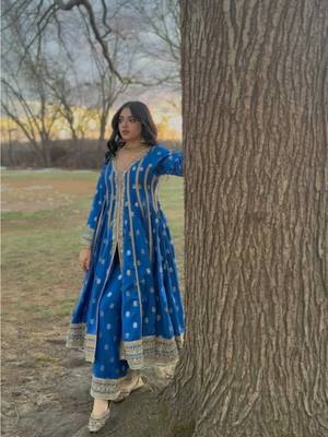 A post by @danvi.p on TikTok caption: in love with this anarkali styled palazzo from @Lashkaraa 💙 #foryou #punjabi #brown #lashkaraa 