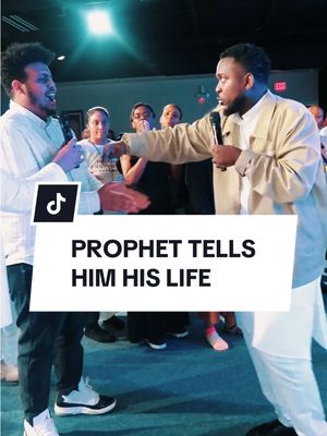 A post by @prophetmikesebareme on TikTok caption: Prophet Mike shocks him and tells him his childhood! 🕊️ #Jesus #Christian #HolySpirit #Prophet #Prophetic #Fyp #Christiantok #God #Christianity #fypシ #ProphetMike #Church #Prophecy #Prophesy #Atlanta 