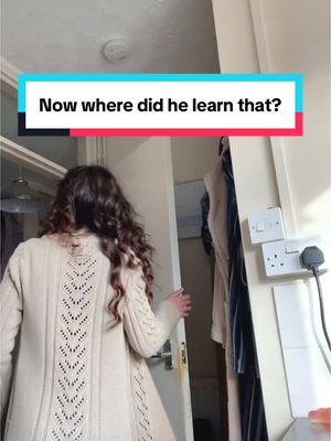 A post by @katiesinclair816 on TikTok caption: Now I wonder where he learnt that one from 🤨😅 #fyp #foryou #foryoupage #humor #humour #comedy #couplescomedy #kidssaythedarndestthings #husbandandwife #husbandandwifecomedy #banter #joke 