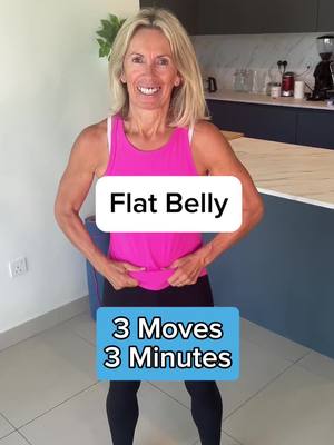 A post by @petragenco on TikTok caption: 3 beginner moves to help you start to lose that belly fat. You’ll need a chair, do each move for 30 seconds, then repeat. Make sure you ditch the processed food and sugar and try not to overeat too!