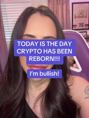 A post by @cryptowendyo on TikTok caption: TODAY IS THE DAY CRYPTO HAS BEEN REBORN!!!  I’m bullish! #crypto #solana #bitcoin #ethereum #xrp #trump #doge #cryptowendyo 