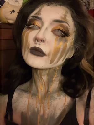 A post by @cyberdrifting on TikTok caption: in love with this makeup look by @💕Katie!💕  thank you again!! 🖤  #alternativemakeup #sfxmakeup #cosplay #altfashion #fyp 