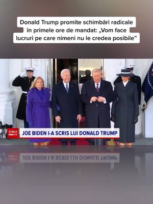 A post by @stirileprotv.ro on TikTok caption: Așa cum cere tradiția prezidențială în Statele Unite, Joe Biden i-a lăsat o scrisoare lui Donald Trump, înainte de a pleca de la Casa Albă. #stirileprotvdeastazi #news #stiri #protv #stirileprotv