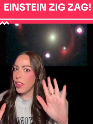 A post by @astro_alexandra on TikTok caption: Astronomers have discovered the first ever Einstein zig zag! This is a gravitationally lensed quasar that we’re seeing six times! #space #astronomy #nasa #science #jwst #greenscreen 