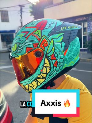 A post by @comer_miranda on TikTok caption: Increíble colaboración de cascos Axxis que puedes encontrar en Miranda 🔥 Los modelos Mariachi, Balam y Tlaloc te esperan 🤩🔥 #comercializadoramiranda #biker #motorcycle 