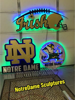 A post by @tonyviscardi on TikTok caption: Go Irish!!! Some NotreDame LED sculptures I did a few years back!!! #tonyviscardi #viscardidesigns #ContemporaryArt #Notredame #notredamefootball 