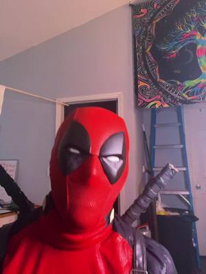 A post by @montanayarnall on TikTok caption: #deadpoolwolverine #capataindeadpool #cosplay #chimichanga #dp #mcu 