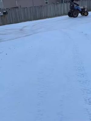 A post by @camaro_76 on TikTok caption: Sears Custom 6 rips doughnuts in the snow #sears #pulleyswappedmower 