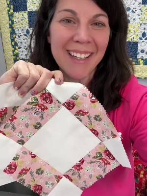 A post by @kourtneygovro141 on TikTok caption: Let’s make a super simple quilt block. This is one of my favorite quilt blocks to make bc it uses 10” precut fabric. #quiltersoftiktok #sewingtipsandtricks #quilt   