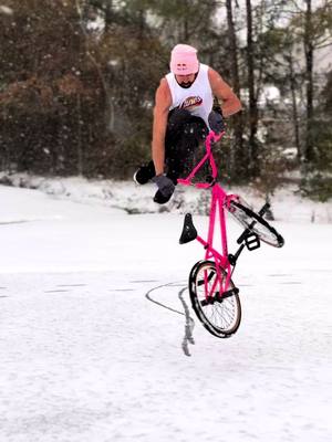 A post by @terryadamsbmx5 on TikTok caption: Bad to the bone #snowday #bmx @Raising Cane's 