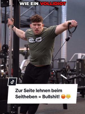 A post by @kaygedan on TikTok caption: Zur Seite lehnen beim Seitheben = Bullshit! 😡😤 #muskelaufbau #fitness #fitnesstips #delts #lateralraise #shoulderworkout 