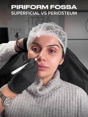 A post by @nataliepageaesthetics on TikTok caption: Mastering Piriform Fossa Injections 🩶💉 Injecting the piriform fossa can dramatically enhance midface projection and support nasolabial folds—but precision is key. 	•	Superficial vs. Periosteum: Know your layers! Superficial injections lift subtly, while periosteal techniques create stronger structural support. 	•	Cannula vs. Needle: Choose your tool wisely for optimal safety and results. 	•	Anatomy Matters: Avoid vascular risks by understanding the region’s complexity. Want to refine your technique? Message “Facial Profiling” to learn more! #dermalfillers #facialfillers #jawline #jaw #jawfiller #fillers #aesthetics #profilebalancing #facialharmonization 