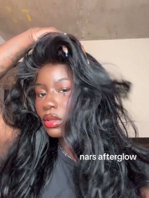 A post by @bidismalls on TikTok caption: pov: you love an after glow ;-) using @NARS Cosmetics afterglow liquid blush in aragon & afterglow sensual shine lipstick in voltage (222) #makeuptutorial 