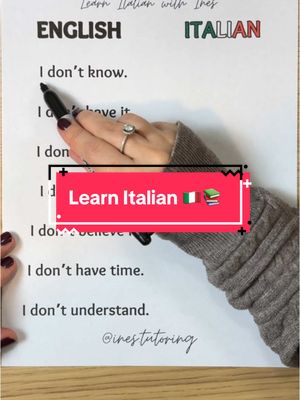 A post by @ines.tutoring on TikTok caption: Learn Italian 🇮🇹📚