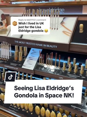 A post by @thelipsticklesbians on TikTok caption: Replying to @bb81912 This was my first time seeing our queen @Lisa Eldridge ’s gondola in person at @SPACE NK in London and IMHO , it truly reflects her intentional, edited approach to beauty. Lisa’s brand is all about high-quality essentials, celebrating artistry without overwhelming you with choices and honestly, I’m here for it. The gondola’s clean, sophisticated, and timeless vibe perfectly matches her products and mission. Wish we had these in the USA! What do you think beauty queens? #lisaeldridge #lisaeldridgemakeup #makeup #spacenk #makeup #BeautyTok #thelipsticklesbians 