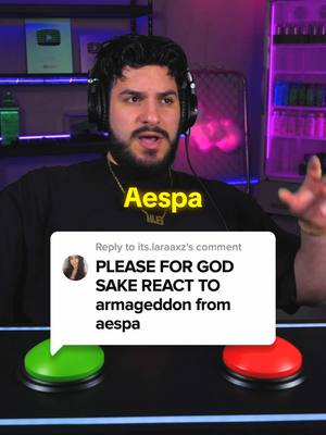 A post by @theonlymajed on TikTok caption: ARMAGEDDON #aespa #æspa #giselle #reaction 