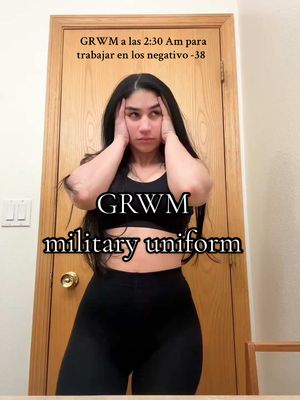 A post by @kiiara.mariie on TikTok caption: Una mañana fría!🪖🇵🇷  #GRWM #boricua #puertorriqueña #PR #puertorico #military #militarywoman #militaryfemale #usairforce #airforce #uniform #base #minotaur #Army #Marines #Navy #spaceforce #coastguard #outfit #cold #coldweather #snow #negativo 