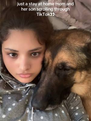 A post by @bunubloom on TikTok caption: my son and me. #dogmom #stayathomedogmom 