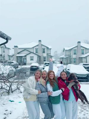 A post by @maddieegiless on TikTok caption: doesn’t get much better than this!! I love this little life!! ❄️💙🥹 #snowday #snow #college #BestFriends 