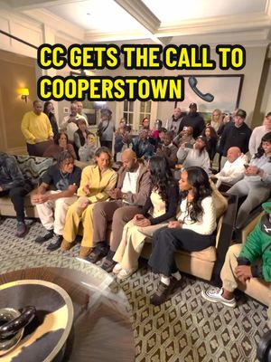 A post by @yankees on TikTok caption: CC gets the call to Cooperstown 📞 #yankees #halloffame #baseball 