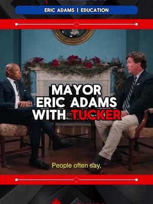 A post by @canadafreedom on TikTok caption: Mayor Eric Adams sits down with Tucker Carlson. I think he is still crazy.