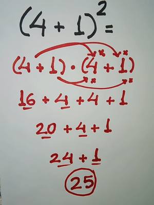 A post by @matematicadopi on TikTok caption: (4+1)² #math #mathematics #mathematik #maths #mathsfacile #astucemaths 