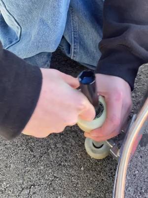 A post by @seanbolis on TikTok caption: Showing him how to put new skateboard wheels on and transfer the bearings as well 