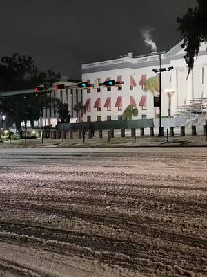 A post by @mikesweatherpage on TikTok caption: Roads are getting slick at the Capital. Tallahassee snow is really coming down. 