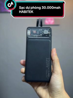 A post by @datreview2409 on TikTok caption: Một con sạc dự phòng với dung lượng 30000mah đang được rất nhiều người săn đón #sacduphong #sacduphong30000mah #sacduphongsieunhanh #cucsacduphong #habitek #datriviu #xuhuong #thinhhanh 