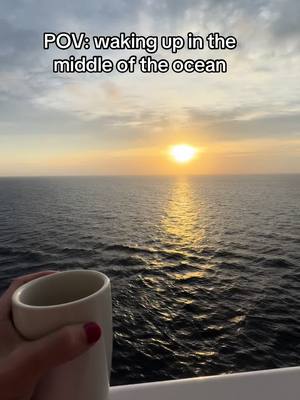 A post by @brittanydix6 on TikTok caption: Sunrises are my favorite ☀️ #cruise #royalcaribbean #balconyview #caribbeantiktok #caribbeancruise #sunrise #bahamas #nassau #cruiseship #cruisetok #pov #vacation #oceanview 