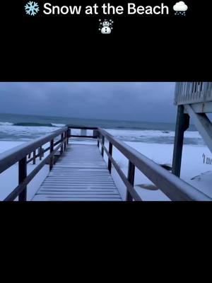 A post by @authenticallyhaley on TikTok caption: Snow at the Coast! North Carolina Beaches covered in Snow. ❄️☃️ 🌊🏝️ We aren’t use to this, look how beautiful it is! #northcarolina #snow #articblast #catvideo #dogvideos  #viral #florida #executiveorder #frozen 