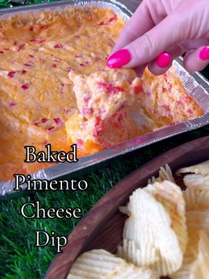 A post by @macy.blackwell on TikTok caption: Baked Pimento Cheese Dip🧀🌶️ I think my favorite food group is dips.😅 I love a good pimento cheese sandwich, so when I saw it in a hot dip form, I thought it would be perfect for a game day app! Used the recipe from 12 Tomatoes! * 1 (8 oz) package cream cheese, softened * 3/4 cup mayo * 8 oz shredded cheddar cheese * 8 oz shredded colby jack cheese * ½ cup drained roasted red peppers, chopped * 2 (4 oz) jars diced pimientos, drained * 1 teaspoon tabasco sauce  * 1 teaspoons Worcestershire sauce * 1/2 teaspoon salt * ½ teaspoon garlic powder * 1/2 teaspoon cayenne pepper * Chips or crackers for serving Directions:  1. Add cream cheese, mayo, Colby Jack, and cheddar to a large bowl. Mix until combined.  2. Add rest of ingredients in. Mix well.  3. Spread into a greased baking dish. I used an 8x8 4. Bake for 20-25 minutes on 350.  5. Serve with crackers or chips!  #EasyRecipes #gamedayeats #gamedayfood #appetizer #diprecipe #superbowlparty #superbowlfood 