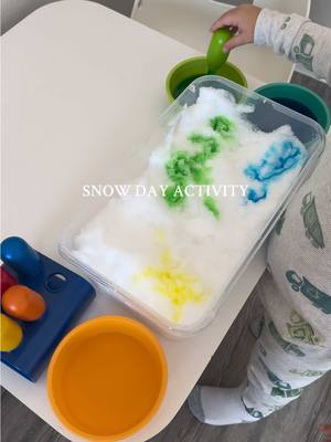 A post by @alexa.nicholee on TikTok caption: Fun little indoor Snow Day activity to try with your littles! ❄️☃️ We don’t get much snow here in Texas so taking full advantage! ☺️ #snowday #snowdayactivities #preschoolactivities #snowactivities #learningthroughplay #sensoryactivities @Learning Resources 