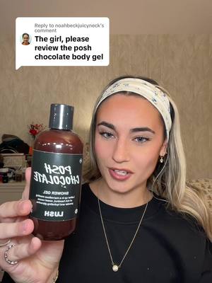 A post by @kristennhorne on TikTok caption: Replying to @noahbeckjuicyneck  Posh Chocolate shower gel review! 🍫🫧 @LUSH #lush #lushcosmetics #lushcommunity #poshchocolate #poshwhitechocolateandrose #bodywash #perfume #fragrance #gourmand #chocolate #valentines #gourmandperfume 