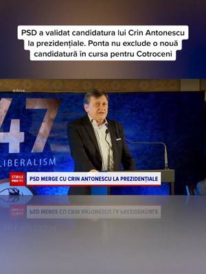 A post by @stirileprotv.ro on TikTok caption: Consiliul Politic Național al Partidului Social-Democrat a votat pentru susținerea candidaturii lui Crin Antonescu la alegerile prezidențiale și a convocat Congresul extraordinar al formațiunii pentru validarea finală. #stirileprotvdeastazi #news #stiri #protv #stirileprotv