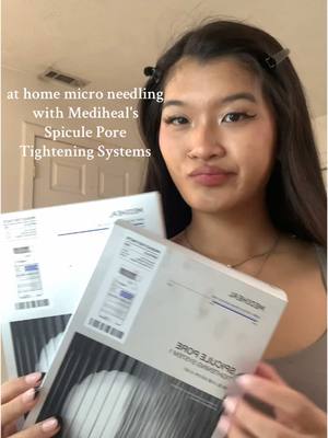 A post by @kelspho on TikTok caption: @Mediheal Us @BAZZAAL #mediheal #microneedling #spiculemask #athomefacial #poreperfection #collagenfacemask #glowgamechanger #glasskin #makeupready #skinprep 