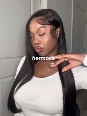 A post by @iamaunusti on TikTok caption: @Hermosa Hair 😍  #hermosahair #hermosahairamazon #straighthair #humanhairwig #wiginstall #wigtok #silkyhair #fyp #13x4lacefrontwig #wigseller #wiginfluencers 