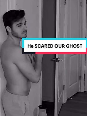 A post by @thebrandonrobert on TikTok caption: Not him trying to scare our ghost #ethel #homecamera 